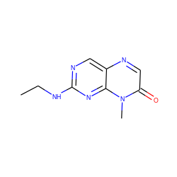 CCNc1ncc2ncc(=O)n(C)c2n1 ZINC000004238473