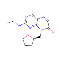 CCNc1ncc2ncc(=O)n(C[C@H]3CCCO3)c2n1 ZINC000004238214
