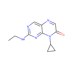 CCNc1ncc2ncc(=O)n(C3CC3)c2n1 ZINC000004239079