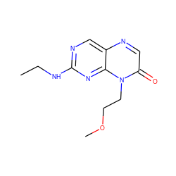 CCNc1ncc2ncc(=O)n(CCOC)c2n1 ZINC000004238719