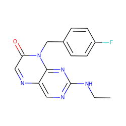 CCNc1ncc2ncc(=O)n(Cc3ccc(F)cc3)c2n1 ZINC000004238843