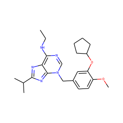 CCNc1ncn(Cc2ccc(OC)c(OC3CCCC3)c2)c2nc(C(C)C)nc1-2 ZINC000100389536