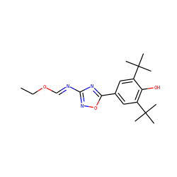 CCO/C=N/c1noc(-c2cc(C(C)(C)C)c(O)c(C(C)(C)C)c2)n1 ZINC000013727676