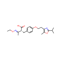 CCO/N=C(\C)[C@@H](Cc1ccc(OCCc2nc(C(C)C)oc2C)cc1)C(=O)O ZINC000028702664