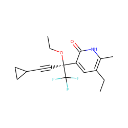 CCO[C@@](C#CC1CC1)(c1cc(CC)c(C)[nH]c1=O)C(F)(F)F ZINC000005887522