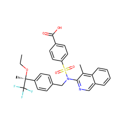 CCO[C@@](C)(c1ccc(CN(c2ncc3ccccc3c2C)S(=O)(=O)c2ccc(C(=O)O)cc2)cc1)C(F)(F)F ZINC000203662916