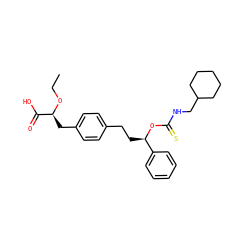CCO[C@@H](Cc1ccc(CC[C@@H](OC(=S)NCC2CCCCC2)c2ccccc2)cc1)C(=O)O ZINC000028822020