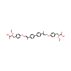 CCO[C@@H](Cc1ccc(OC/C=C(\C)c2ccc(-c3ccc(/C(C)=C/COc4ccc(C[C@H](OCC)C(=O)O)cc4)cc3)cc2)cc1)C(=O)O ZINC000003926356