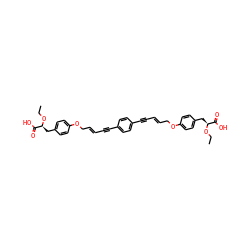 CCO[C@@H](Cc1ccc(OC/C=C/C#Cc2ccc(C#C/C=C/COc3ccc(C[C@H](OCC)C(=O)O)cc3)cc2)cc1)C(=O)O ZINC000003926352