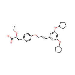 CCO[C@@H](Cc1ccc(OC/C=C/c2cc(OC3CCCC3)cc(OC3CCCC3)c2)cc1)C(=O)O ZINC000028948819
