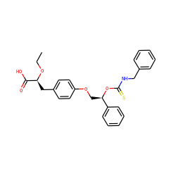 CCO[C@@H](Cc1ccc(OC[C@@H](OC(=S)NCc2ccccc2)c2ccccc2)cc1)C(=O)O ZINC000028822031