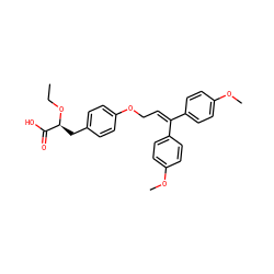 CCO[C@@H](Cc1ccc(OCC=C(c2ccc(OC)cc2)c2ccc(OC)cc2)cc1)C(=O)O ZINC000012358219