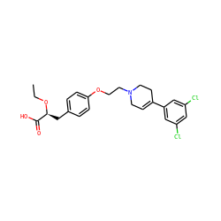 CCO[C@@H](Cc1ccc(OCCN2CC=C(c3cc(Cl)cc(Cl)c3)CC2)cc1)C(=O)O ZINC000045497256