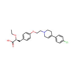 CCO[C@@H](Cc1ccc(OCCN2CC=C(c3ccc(Cl)cc3)CC2)cc1)C(=O)O ZINC000040404981