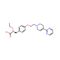 CCO[C@@H](Cc1ccc(OCCN2CC=C(c3ncccn3)CC2)cc1)C(=O)O ZINC000040422120