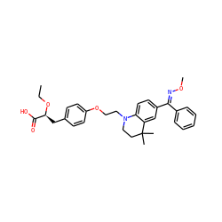 CCO[C@@H](Cc1ccc(OCCN2CCC(C)(C)c3cc(/C(=N/OC)c4ccccc4)ccc32)cc1)C(=O)O ZINC000034638474