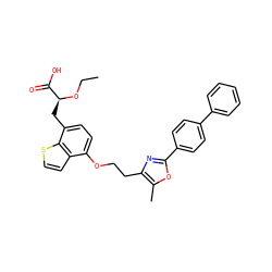 CCO[C@@H](Cc1ccc(OCCc2nc(-c3ccc(-c4ccccc4)cc3)oc2C)c2ccsc12)C(=O)O ZINC000040938791