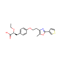 CCO[C@@H](Cc1ccc(OCCc2nc(-c3ccsc3)oc2C)cc1)C(=O)O ZINC000072108212