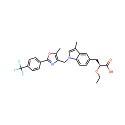 CCO[C@@H](Cc1ccc2c(c1)c(C)cn2Cc1nc(-c2ccc(C(F)(F)F)cc2)oc1C)C(=O)O ZINC000034717695