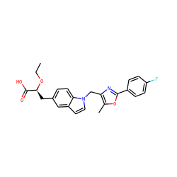 CCO[C@@H](Cc1ccc2c(ccn2Cc2nc(-c3ccc(F)cc3)oc2C)c1)C(=O)O ZINC000034717680