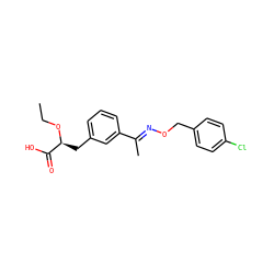 CCO[C@@H](Cc1cccc(/C(C)=N/OCc2ccc(Cl)cc2)c1)C(=O)O ZINC000034875784