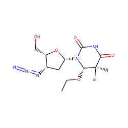 CCO[C@@H]1N([C@@H]2C[C@H](N=[N+]=[N-])[C@H](CO)O2)C(=O)NC(=O)[C@@]1(C)Br ZINC000005832354