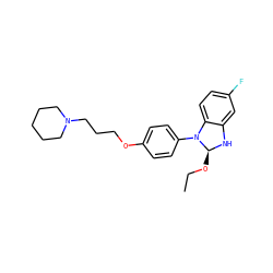CCO[C@@H]1Nc2cc(F)ccc2N1c1ccc(OCCCN2CCCCC2)cc1 ZINC000040974668