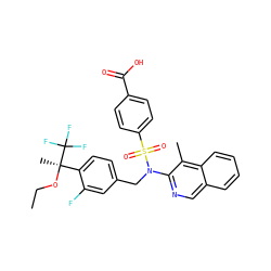 CCO[C@](C)(c1ccc(CN(c2ncc3ccccc3c2C)S(=O)(=O)c2ccc(C(=O)O)cc2)cc1F)C(F)(F)F ZINC000261148305