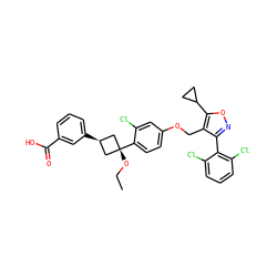CCO[C@]1(c2ccc(OCc3c(-c4c(Cl)cccc4Cl)noc3C3CC3)cc2Cl)C[C@H](c2cccc(C(=O)O)c2)C1 ZINC000653861172