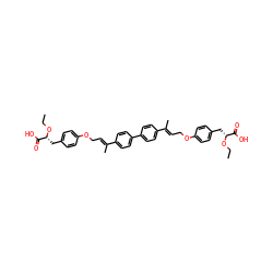 CCO[C@H](Cc1ccc(OC/C=C(\C)c2ccc(-c3ccc(/C(C)=C/COc4ccc(C[C@@H](OCC)C(=O)O)cc4)cc3)cc2)cc1)C(=O)O ZINC000095607650