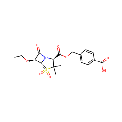 CCO[C@H]1C(=O)N2[C@@H](C(=O)OCc3ccc(C(=O)O)cc3)C(C)(C)S(=O)(=O)[C@H]12 ZINC000026396044
