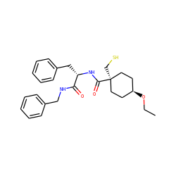 CCO[C@H]1CC[C@@](CS)(C(=O)N[C@@H](Cc2ccccc2)C(=O)NCc2ccccc2)CC1 ZINC000100814246