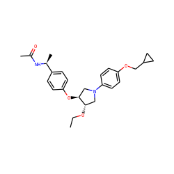 CCO[C@H]1CN(c2ccc(OCC3CC3)cc2)C[C@@H]1Oc1ccc([C@H](C)NC(C)=O)cc1 ZINC001772630979