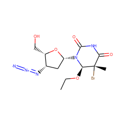 CCO[C@H]1N([C@@H]2C[C@H](N=[N+]=[N-])[C@H](CO)O2)C(=O)NC(=O)[C@]1(C)Br ZINC000005832332