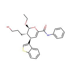 CCO[C@H]1OC(C(=O)Nc2ccccc2)=C[C@@H](c2csc3ccccc23)[C@@H]1CCCO ZINC000013634990