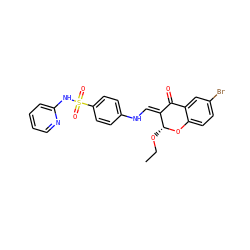 CCO[C@H]1Oc2ccc(Br)cc2C(=O)/C1=C/Nc1ccc(S(=O)(=O)Nc2ccccn2)cc1 ZINC000096273795