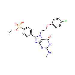 CCO[P@](=O)(O)c1ccc(-c2nc3nc(NC)[nH]c(=O)c3n2CCOc2ccc(Cl)cc2)cc1 ZINC000084758611