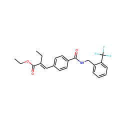 CCOC(=O)/C(=C/c1ccc(C(=O)NCc2ccccc2C(F)(F)F)cc1)CC ZINC000653797736