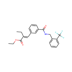 CCOC(=O)/C(=C/c1cccc(C(=O)NCc2ccccc2C(F)(F)F)c1)CC ZINC000653797842