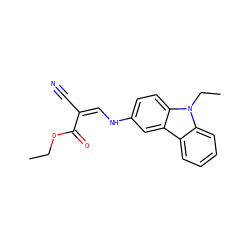 CCOC(=O)/C(C#N)=C\Nc1ccc2c(c1)c1ccccc1n2CC ZINC000014956337