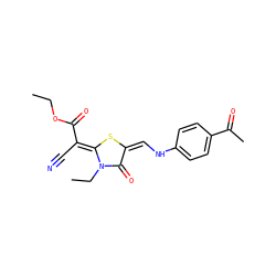 CCOC(=O)/C(C#N)=c1\s/c(=C/Nc2ccc(C(C)=O)cc2)c(=O)n1CC ZINC000101204993