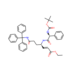 CCOC(=O)/C=C/[C@@H](CCC(=O)NC(c1ccccc1)(c1ccccc1)c1ccccc1)NC(=O)[C@@H](NC(=O)OC(C)(C)C)c1ccccc1 ZINC000049793619