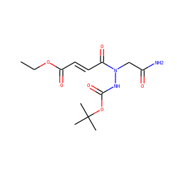 CCOC(=O)/C=C/C(=O)N(CC(N)=O)NC(=O)OC(C)(C)C ZINC000045287138