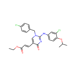 CCOC(=O)/C=C/c1cn(Cc2ccc(Cl)cc2)c(Nc2ccc(OC(C)C)c(Cl)c2)nc1=O ZINC000204098407