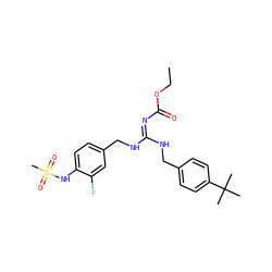 CCOC(=O)/N=C(\NCc1ccc(C(C)(C)C)cc1)NCc1ccc(NS(C)(=O)=O)c(F)c1 ZINC000013672938