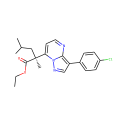 CCOC(=O)[C@@](C)(CC(C)C)c1ccnc2c(-c3ccc(Cl)cc3)cnn12 ZINC000115650169