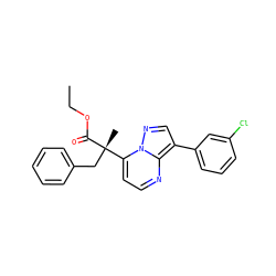 CCOC(=O)[C@@](C)(Cc1ccccc1)c1ccnc2c(-c3cccc(Cl)c3)cnn12 ZINC000115655933