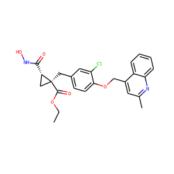 CCOC(=O)[C@@]1(Cc2ccc(OCc3cc(C)nc4ccccc34)c(Cl)c2)C[C@@H]1C(=O)NO ZINC000040973767