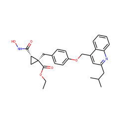 CCOC(=O)[C@@]1(Cc2ccc(OCc3cc(CC(C)C)nc4ccccc34)cc2)C[C@@H]1C(=O)NO ZINC000040431100