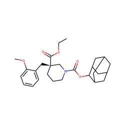 CCOC(=O)[C@@]1(Cc2ccccc2OC)CCCN(C(=O)OC2C3CC4CC(C3)CC2C4)C1 ZINC000147360918